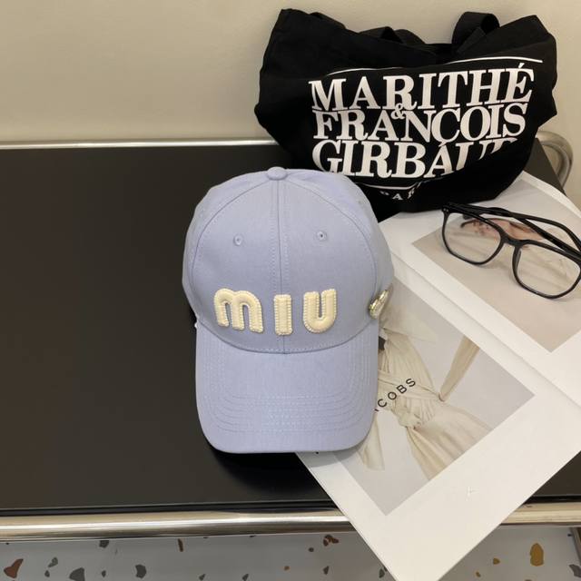 With Dust Bag. Miumiu New Denim Order Model Embroidered Baseball Cap Big Brand M