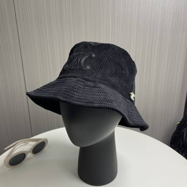 Celine High Version Official Website Latest Corduroy Vertical Stripe Fisherman H