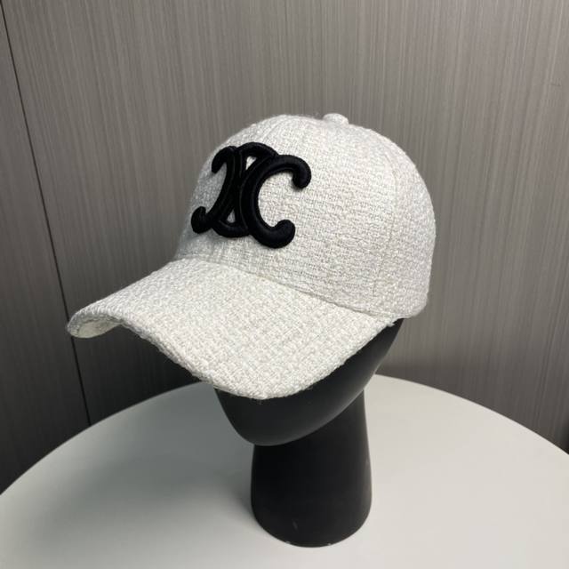 Celine New Counter Synchronization Xiaoxiang Style Tweed Baseball Cap Details Pe