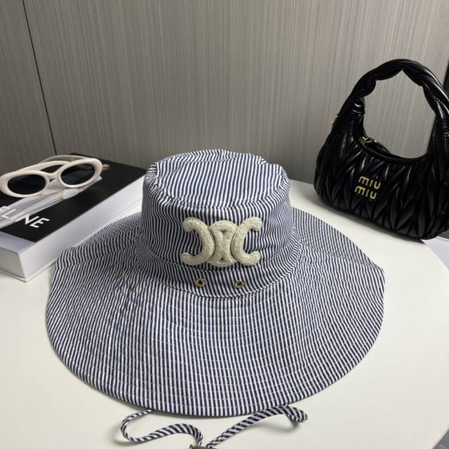 cel Fisherman Hat Celine Striped Fisherman Hat With Large Brim Design New Apr