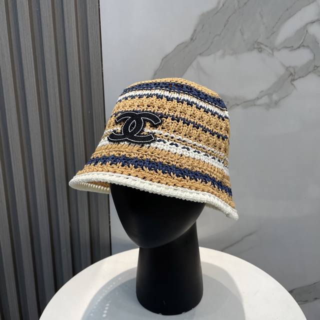 Chanel Knitted Bucket Hat Sun Protection Fisherman Hat High Density To Make A Su