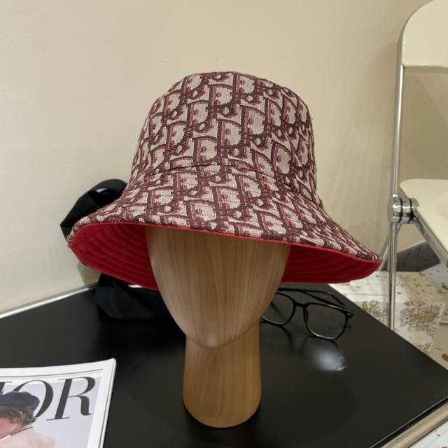 Dior Dior Official Website Latest Double-Sided Full Print Dior Logo Bucket Hat W