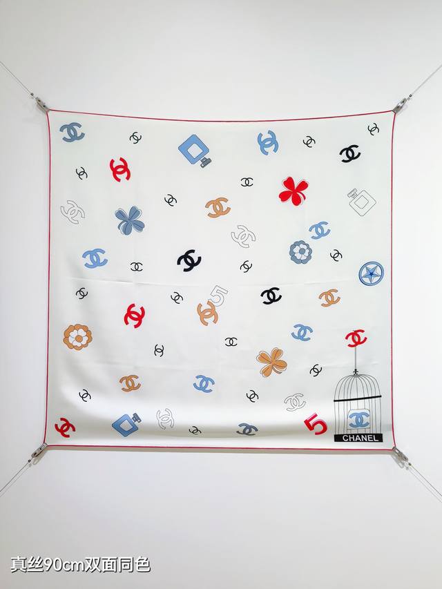 scc2540 18 Momme Double-Sided 90X90Cm Twill Silk Chanel