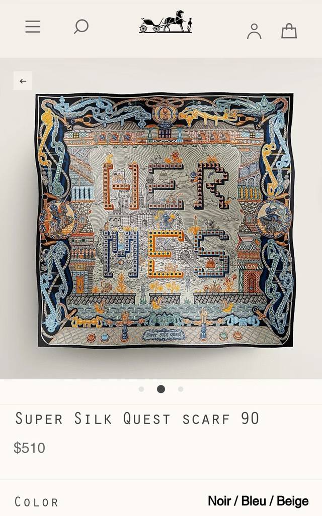 shms2535 18 Momme Double-Sided 90X90Cm Twill Silk Hermes Scarf Adventure