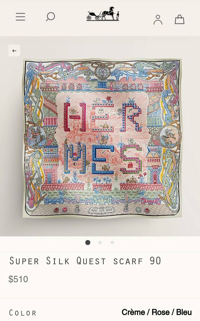 shms2535 18 Momme Double-Sided 90X90Cm Twill Silk Hermes Scarf Adventure