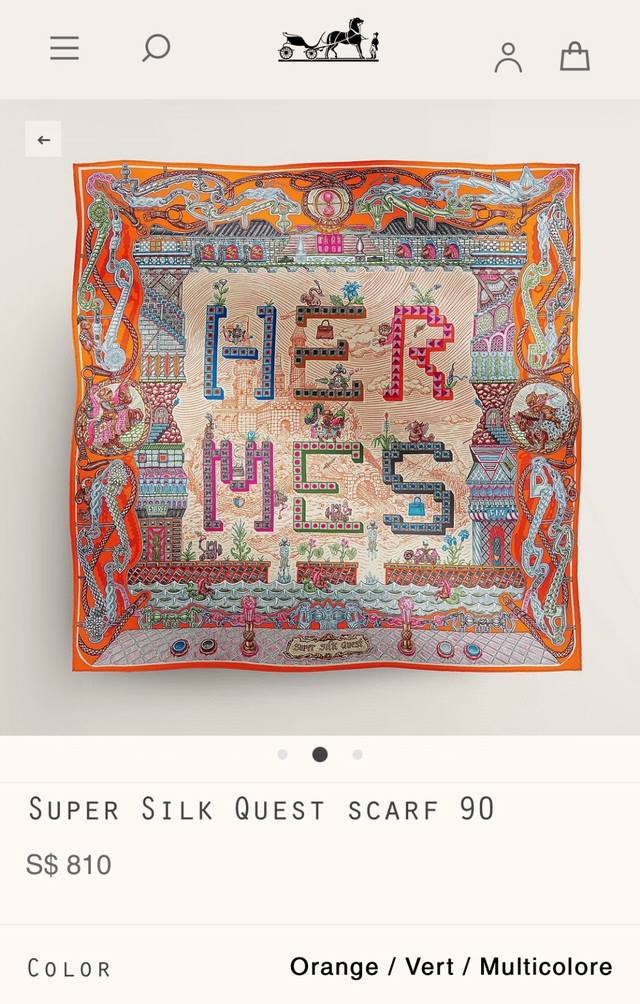 shms2535 18 Momme Double-Sided 90X90Cm Twill Silk Hermes Scarf Adventure