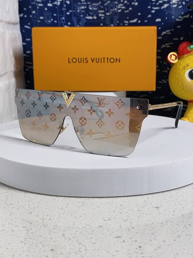lv Louis Vuitton New Product Full Printed Letters One-Piece Sunglasses For Wo