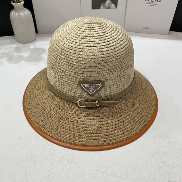 Special price with dust bag Prada Prada 2025 new color matching large brim hat b