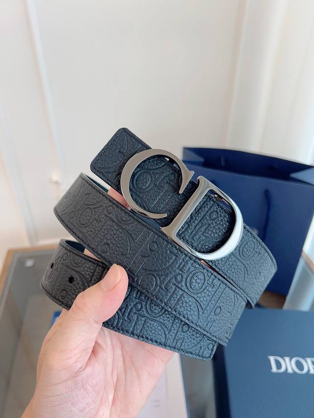 Dior Dior enhanced version French original leather, black embossed full leather
