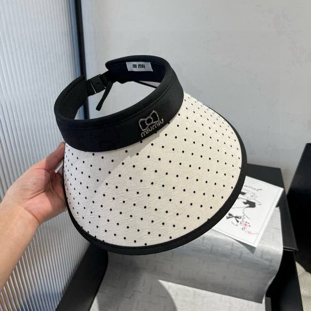 Miumiu new polka dot hollow top sun hat, sun headband