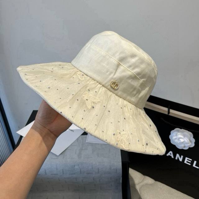 Dior new sunshade bucket hat, ruffled sun hat, celebrity style, head circumferen