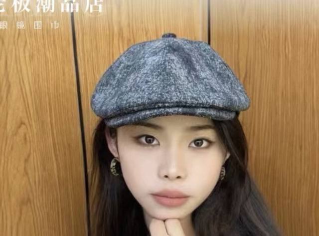 Balenciaga 2025 new Korean denim forward hat beret female spring and autumn fash