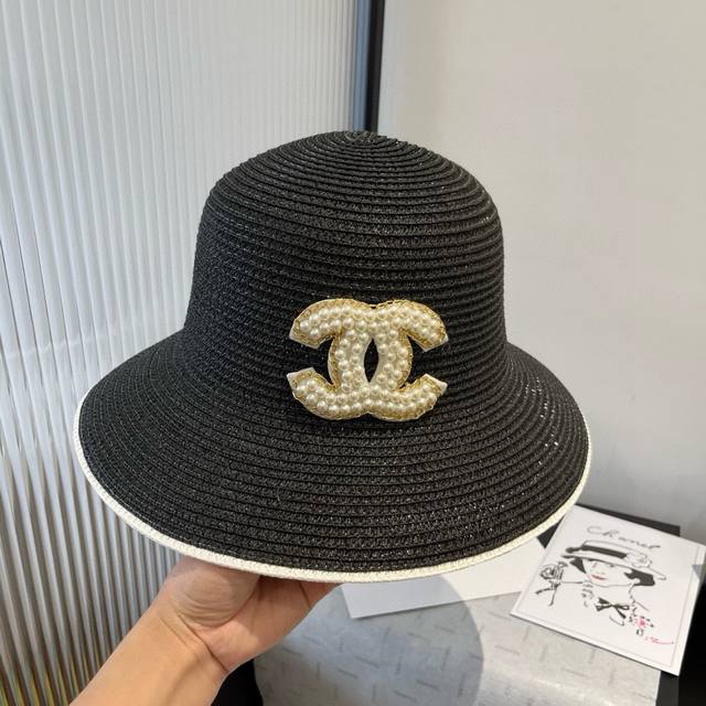 Chanel new straw hat, ladylike style, head circumference 57cm