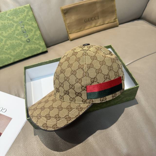 with box bag, Gucci new original baseball cap, red and green ribbon, 1:1 mold op