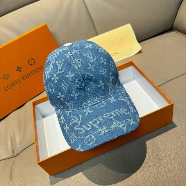 with box bag, Lv*Supreme collaboration, original baseball cap, 1:1 mold customiz