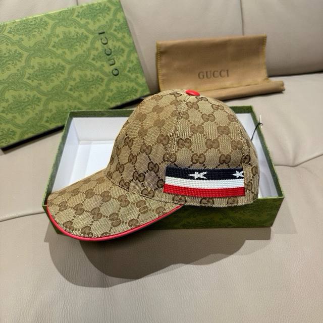 with box bag, Gucci classic original baseball cap, five-star ribbon, 1:1 mold op