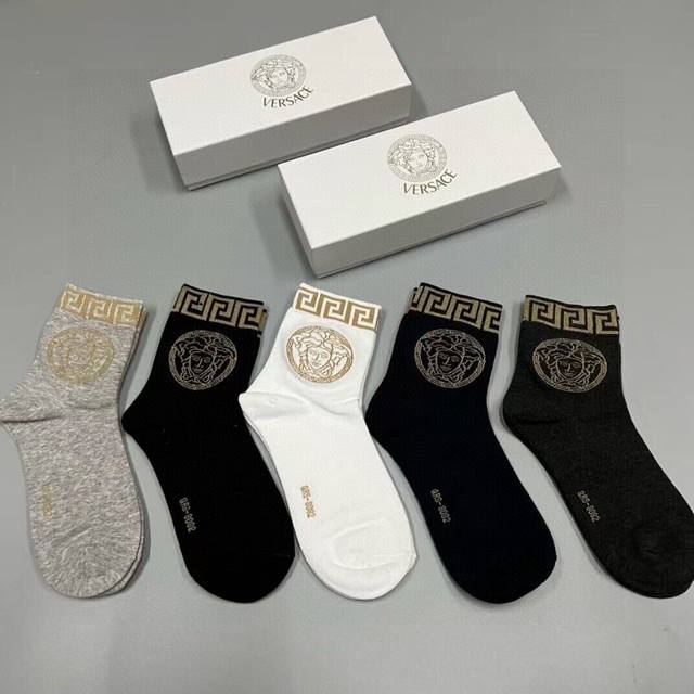 Versace new men's socks, one box of five pairs, made of pure cotton, super soft