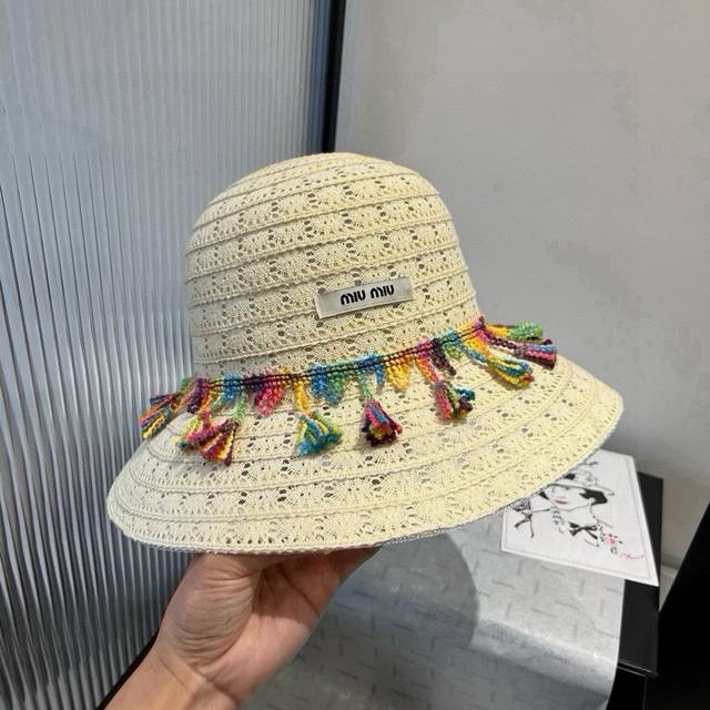 Miumiu Miu Miu lace basin hat, fresh design, head circumference 57cm