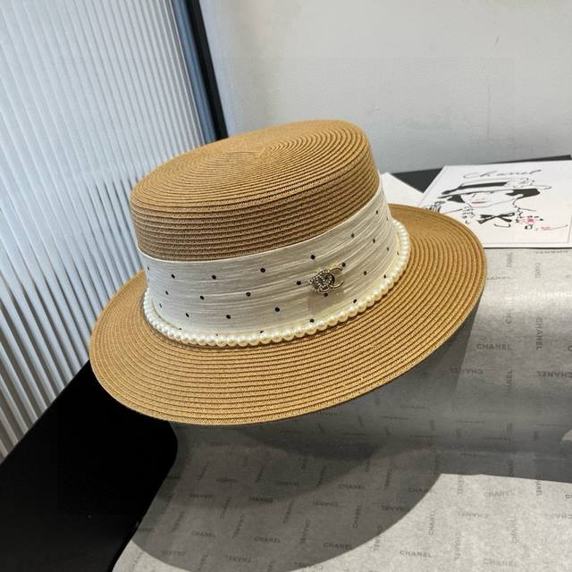 Chanel new flat top hat, Taiwan Pp grass, head circumference 57Cm