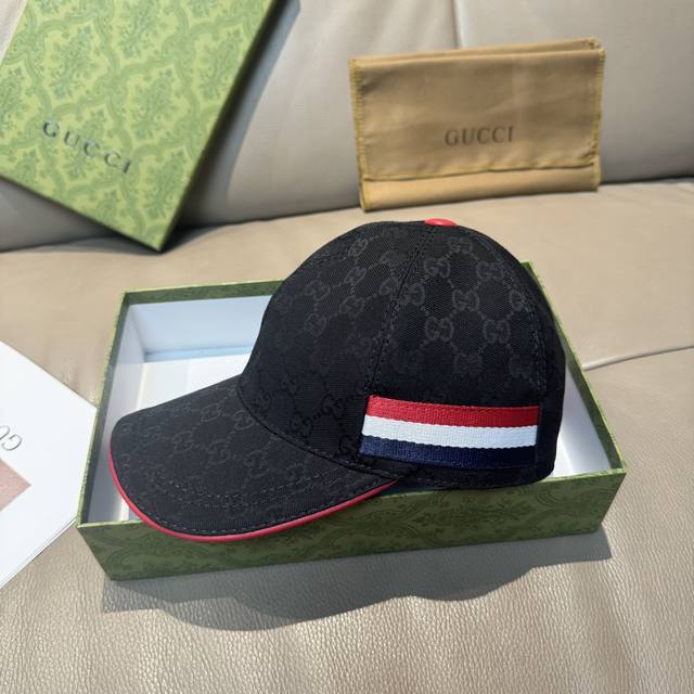 with box bag, Gucci new original baseball cap, three-color ribbon, 1:1 mold cust