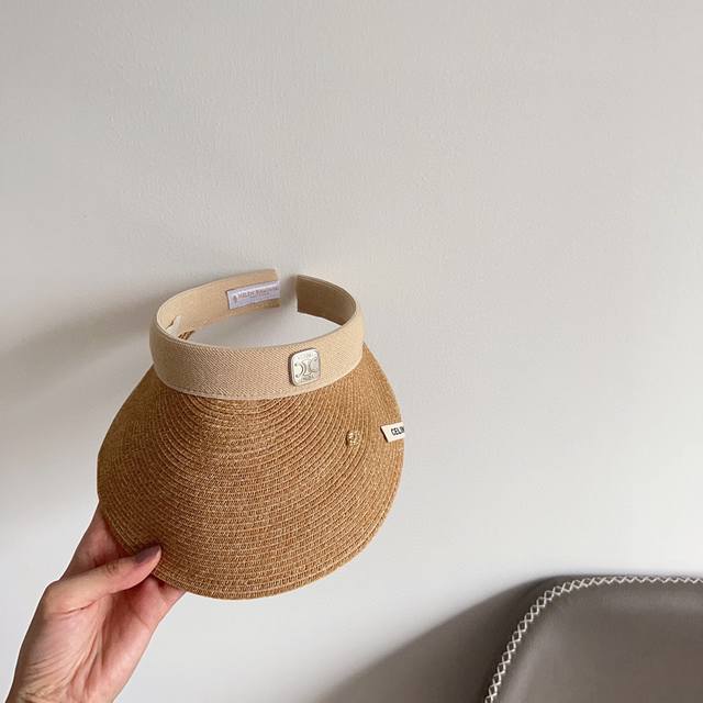 Special dust bag Celine 2025 new dense woven casual sun hat hollow hat, sun prot