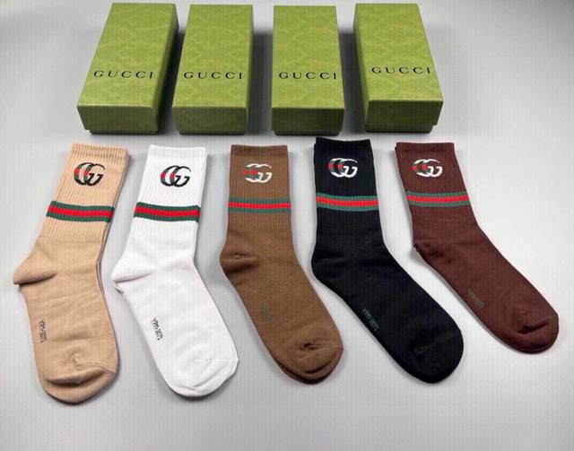Special Gucci Gucci's new stockings, a box of five pairs, double G logo with red