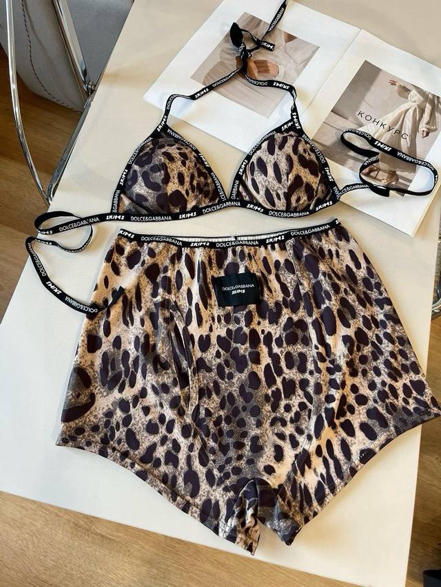 D&G Dolce & Gabbana new ribbon bikini two-piece swimsuit set black white SML