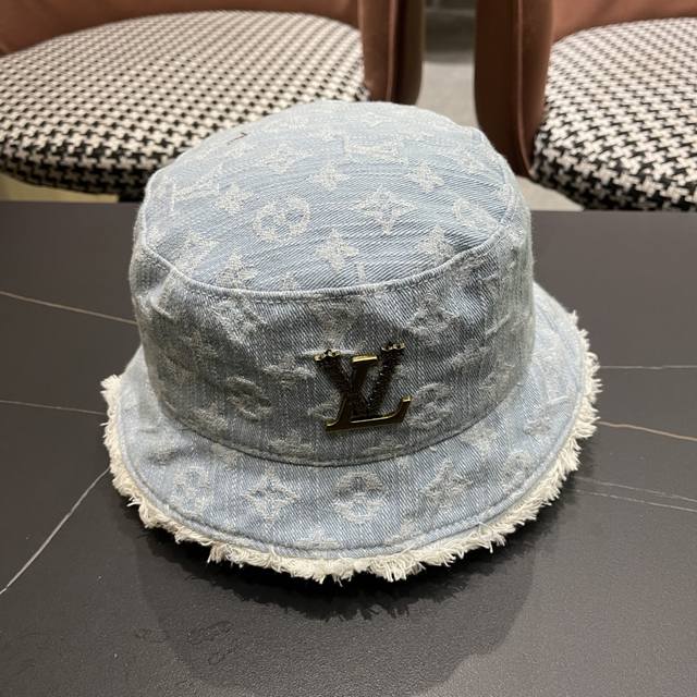 Lv Louis Vuitton new original baseball cap, bucket hat, Lv denim jacquard, 1:1 m