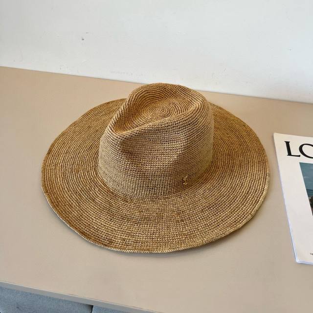 Ysl Saint Laurent new hat, pure handmade Raffia straw hat, a must-have for summe