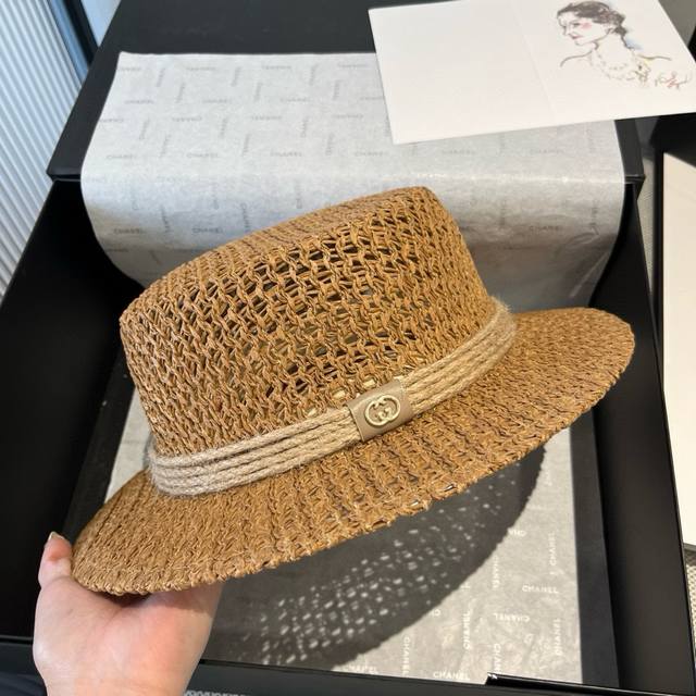 Gucci flat hat, hollow sun hat, small hat, head circumference 57Cm
