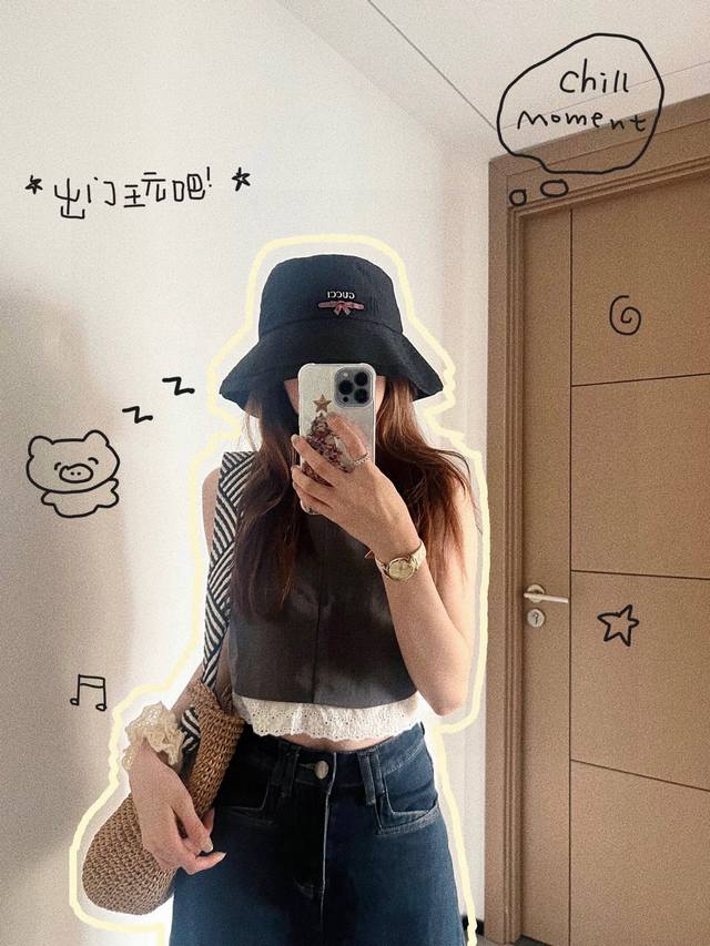 with dust bag Gucci 2025 new large brim cotton and linen sunshade bucket hat, va