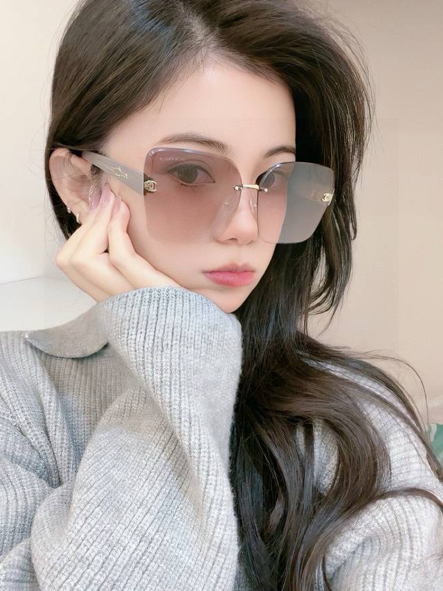Chanel 2025 Spring New Trend Explosive Fashion Square Frame Sunglasses High Qual