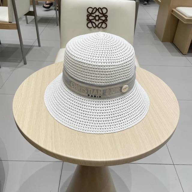 Dior new basin hat, ladylike straw hat, made of Taiwan Pp straw, head circumfere