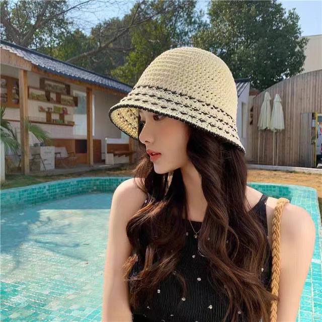 Celine Cellne hat female new style face-showing small woven straw hat summer sea