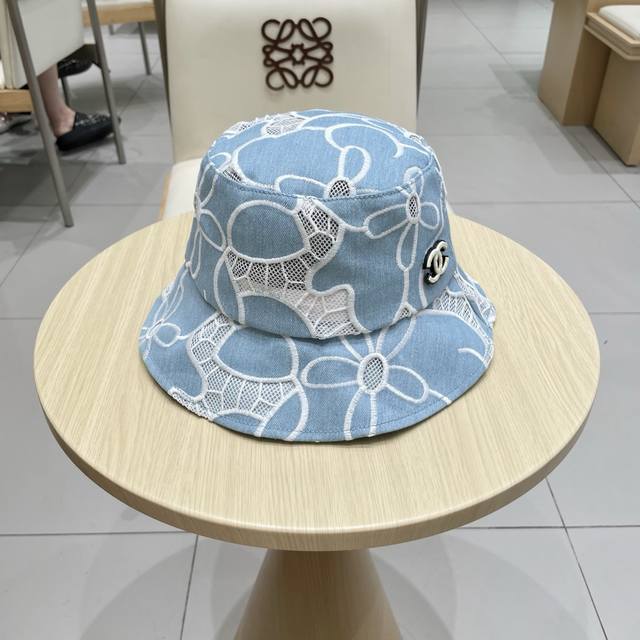 Chanel Chanel fisherman hat female spring and summer hollow breathable embroider