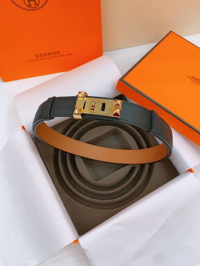 Special H Madame calfskin belt with gold-plated and silver-plated buckle for eas