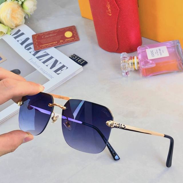Cartie*European and American frameless metal trim sunglasses for men and women,