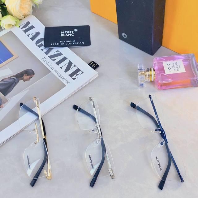 Mont Blan* high-end business frameless glasses frame gold myopia glasses frame s
