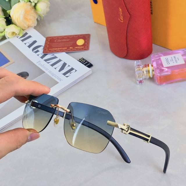 Cartie* Cartie new high-grade wooden frameless polygonal fashion sunglasses anti