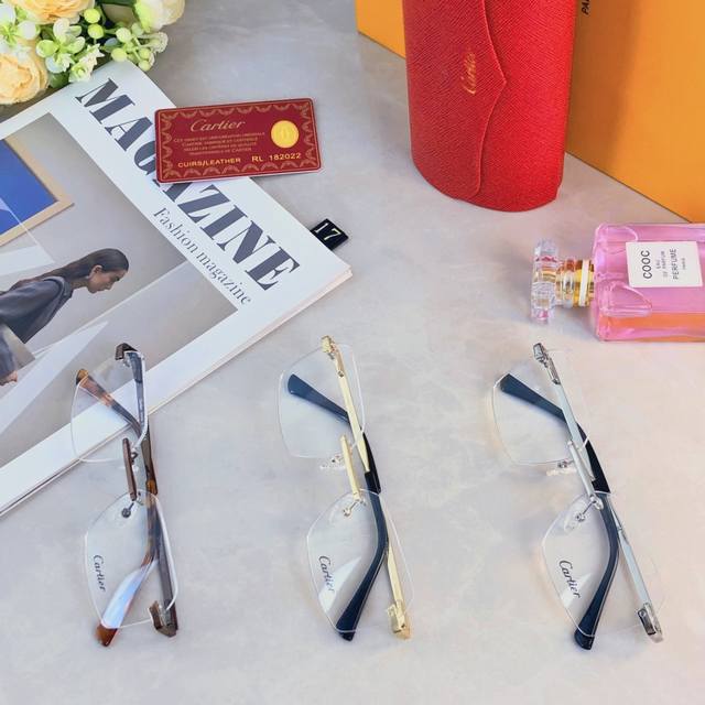 Cartie* Men's business frameless glasses frame metal glasses frame myopia glasse