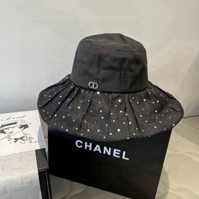 Dior new sunshade bucket hat, ruffled sun hat, celebrity style, head circumferen