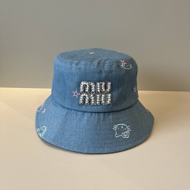 Miumiu original spring and summer new style bucket hat, authentic mold customiza