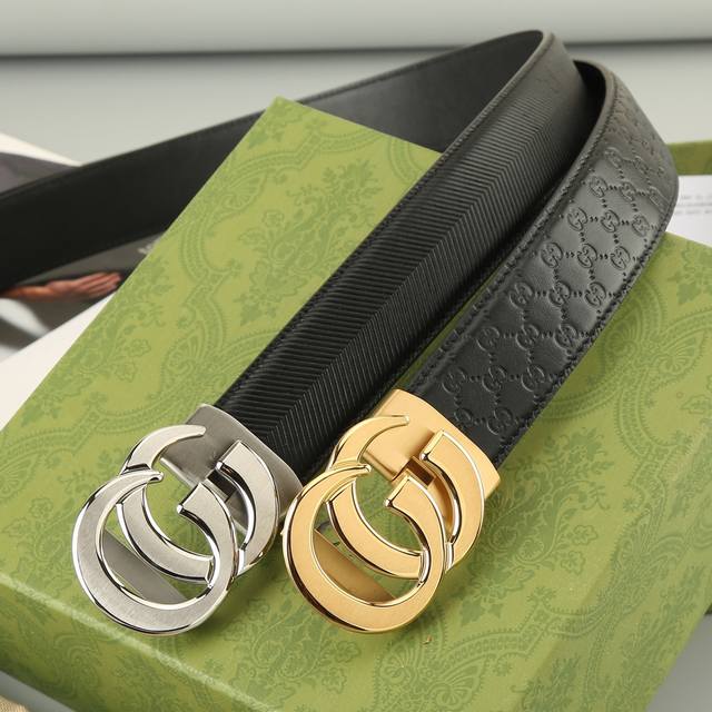Gucci first layer automatic cowhide width 3.5Cm official website synchronization