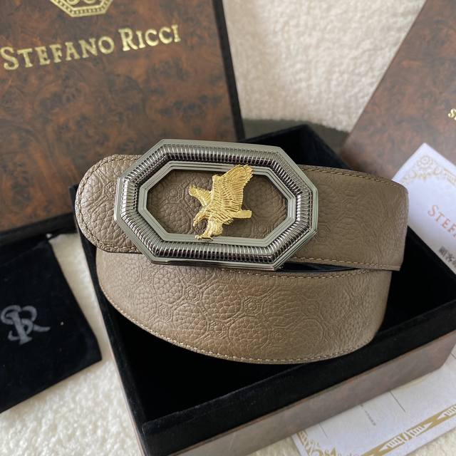 Stefano Ricci new original quality boutique classic eagle head steel buckle bott