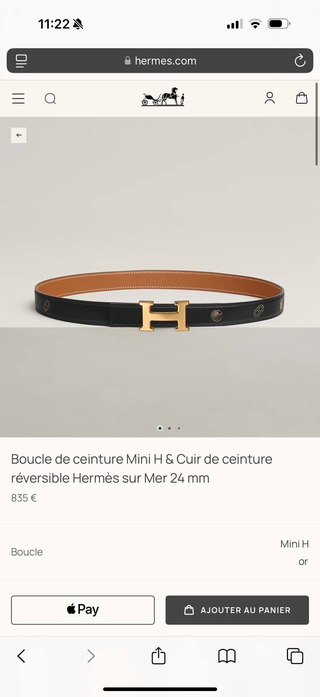 New Mini H High-quality hardware with imported Epsom leather Width 24mm Hermes w
