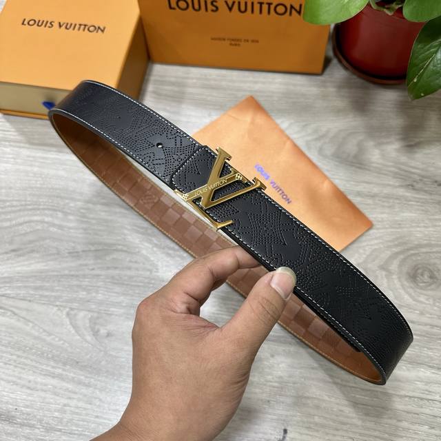 Special Lv. Louis Vuitton width 40mm double-sided original calfskin with single