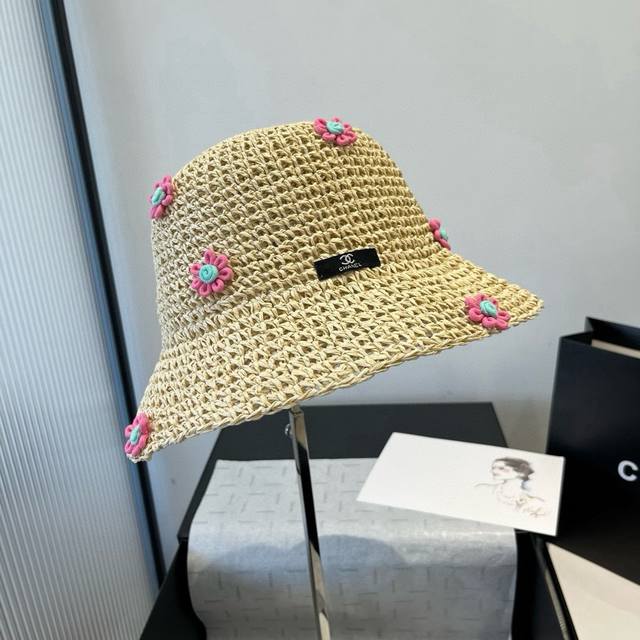Chanel straw hat, straw hat, foldable