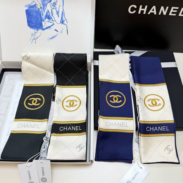 Chanel silk scarf ribbon Chanel hairband ribbon style! Can be used as a small sc