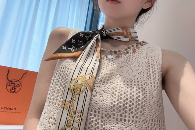 100% silk 18 momme heavy twill material, Long silk scarf Twilly headband 120X5Cm
