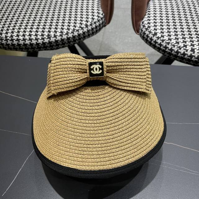Chanel 2025 summer new style small Chanel style sequined sun hat hollow top hat,